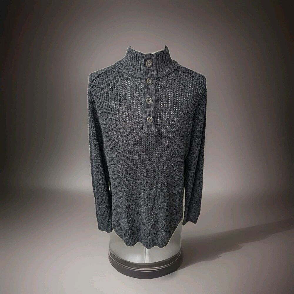 Alesbury Acadia Waffle Knit Henley Pullover Sweater Gray Men's Size XXL